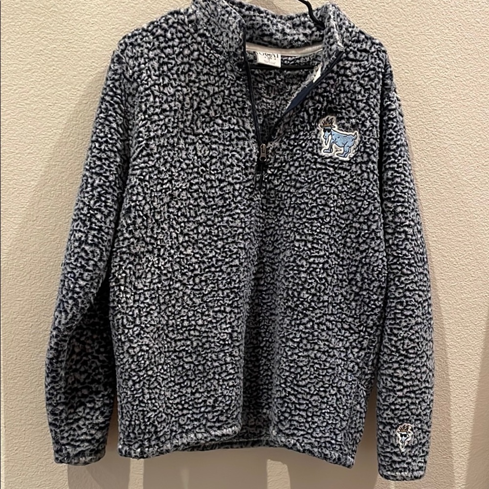 GOAT USA Blue Fleece Sweatshirt with High Collar and Relaxed Fit